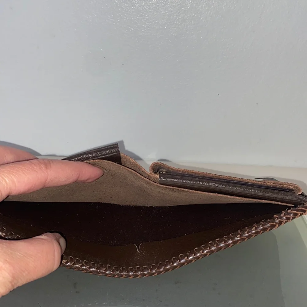 Vintage Tooled Leather Wallet FLORAL BOTANICAL Wallet with Coin Pouch 1960/1970